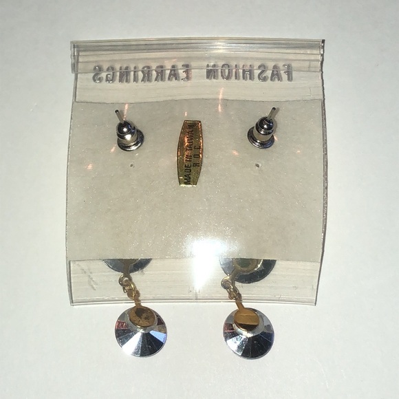 Vintage Triple-Drop Rhinestone Statement Earrings - Purple, Red & Hot Pink - Picture 4 of 4